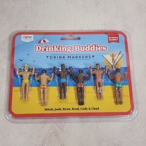 The Orig Drinking Buddies Drink Markers - Male Beverage Charms, New & Sealed‎